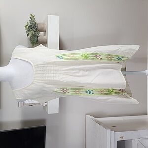 Gretty Zueger Sleeveless Embroidered Ivory Tunic Top New With Tags